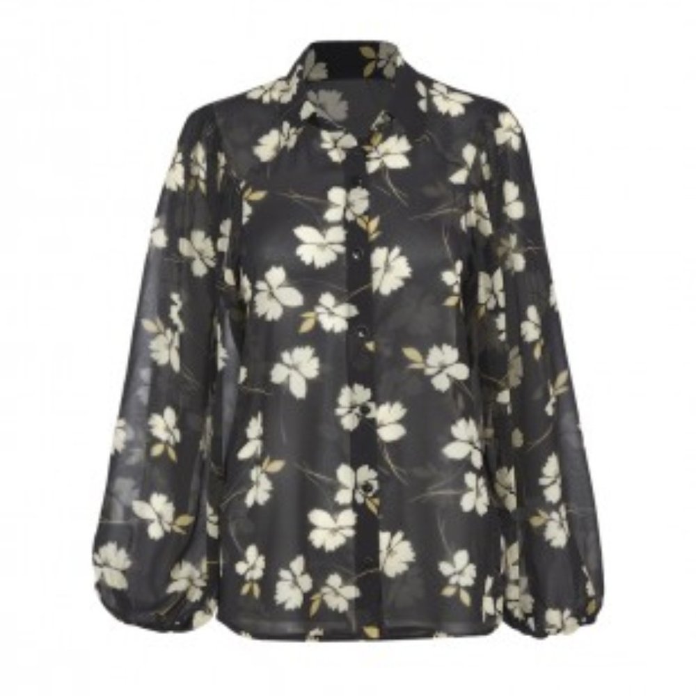 CAbi Cosmo Sheer Floral Blouse Size: SMALL NWOT